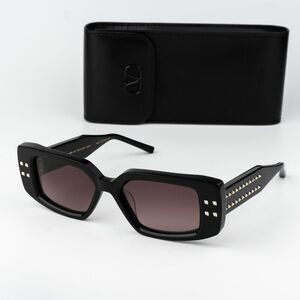 Valentino Women Sunglasses Black Gold Rose Square V - CINQUE VLS-108A-53